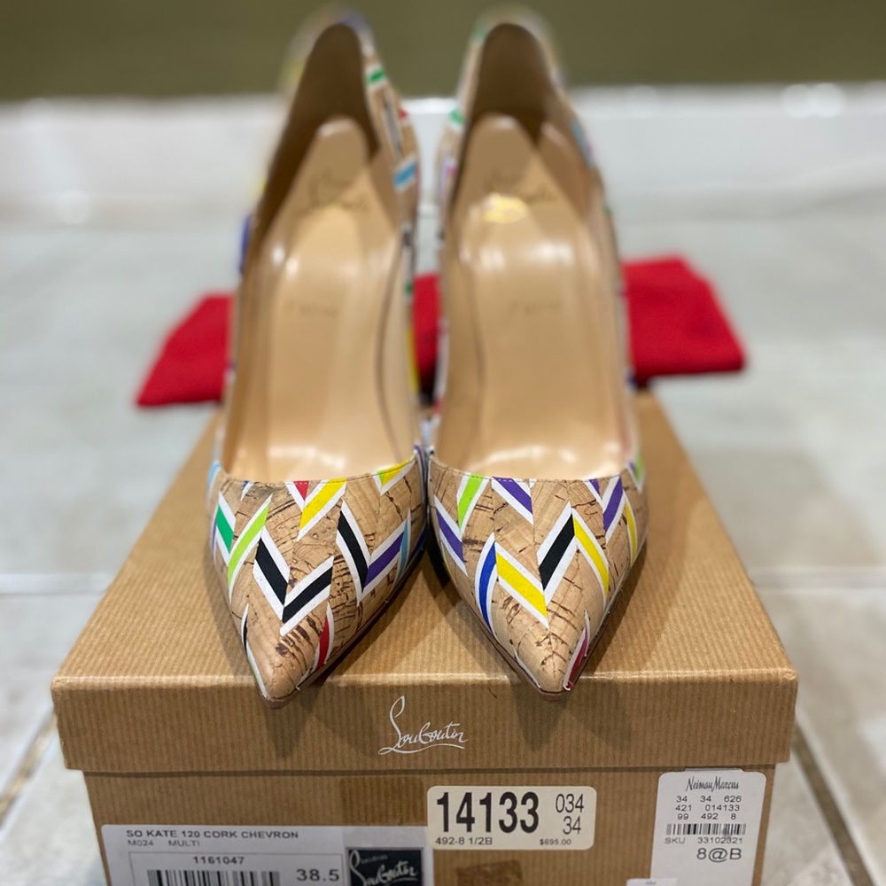 Louboutin “So Kate 120 Cork Chevron